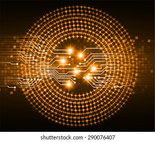 dark orange color Light Abstract Technology background for computer graphic website internet and business. circuit. vector illustration. abstract digital. infographics. Spark. pixel