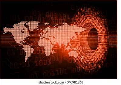 Dark orange color Light Abstract Technology background for computer graphic website internet and business.circuit.vector illustration.infographics. motion move.neon. pixel, Padlock, World Map, Global