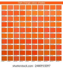 Dark Orange Color Palette: 100 Shades for Clothing and Print