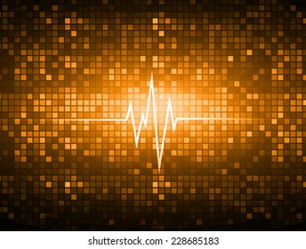 Dark orange color pulse Light Abstract Technology background for computer graphic website and internet. pixels background.