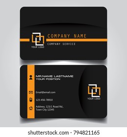 Dark Orange creative modern name card and business card with horizontal standard sizer vector illustration template.