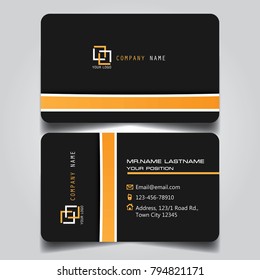 Dark Orange creative modern name card and business card with horizontal standard sizer vector illustration template.