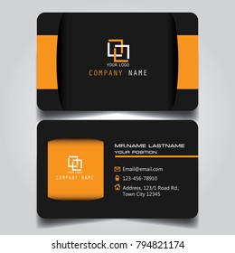 Dark Orange creative modern name card and business card with horizontal standard sizer vector illustration template.