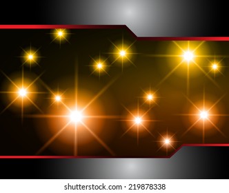 Dark orange defocused Light, Flickering Lights, Vector abstract festive background with bokeh defocused lights. universe, galaxies, stars.
