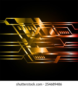 Dark orange gold Light Abstract Technology background for computer graphic website internet. circuit