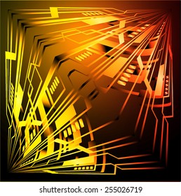 Dark orange gold Light Abstract Technology background for computer graphic website internet. circuit