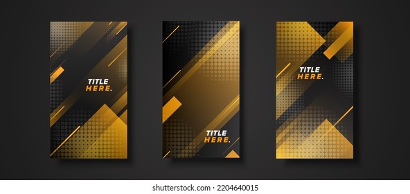 Dark orange gradient Creative Story pack. Social Media Templates. Vector EPS 10