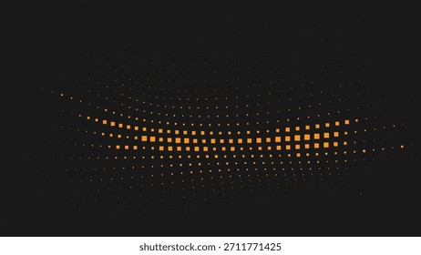 Patrón de onda de resplandor de semitono naranja oscuro para pósters futuristas, fondos tecnológicos, Gráficos para video digitales, diseños modernos Ilustración vectorial