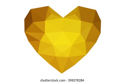 Dark orange heart isolated on white background. Geometric rumpled triangular low poly origami style gradient graphic illustration. Vector polygonal design for your business.
