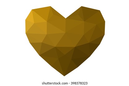 Dark orange heart isolated on white background. Geometric rumpled triangular low poly origami style gradient graphic illustration. Vector polygonal design for your business.