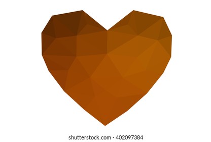 Dark orange heart isolated on white background. Geometric rumpled triangular low poly origami style gradient graphic illustration. Vector polygonal design for your business. Dark orange heart isolated on white background. Geometric rumpled triangular low poly origami style gradient graphic illustration. Vector polygonal design for your business.
