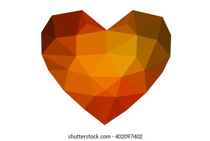 Dark orange heart isolated on white background. Geometric rumpled triangular low poly origami style gradient graphic illustration. Vector polygonal design for your business. Dark orange heart isolated on white background. Geometric rumpled triangular low poly origami style gradient graphic illustration. Vector polygonal design for your business.