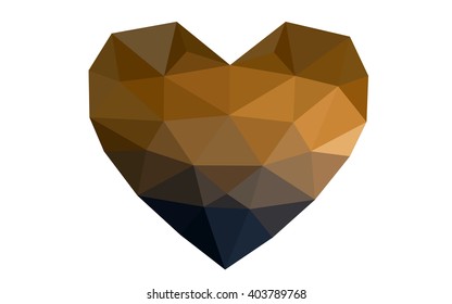 Dark orange heart isolated on white background. Geometric rumpled triangular low poly origami style gradient graphic illustration. Vector polygonal design for your business.