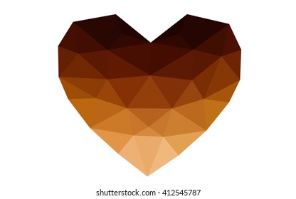 Dark orange heart isolated on white background. Geometric rumpled triangular low poly origami style gradient graphic illustration. Vector polygonal design for your business.