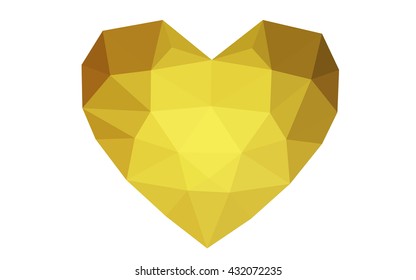 Dark orange heart isolated on white background. Geometric rumpled triangular low poly origami style gradient graphic illustration. Vector polygonal design for your business.