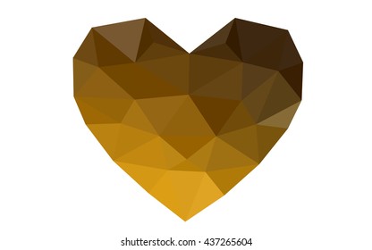 Dark orange heart isolated on white background. Geometric rumpled triangular low poly origami style gradient graphic illustration. Vector polygonal design for your business.
