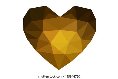 Dark orange heart isolated on white background. Geometric rumpled triangular low poly origami style gradient graphic illustration. Vector polygonal design for your business.