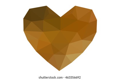 Dark orange heart isolated on white background. Geometric rumpled triangular low poly origami style gradient graphic illustration. Vector polygonal design for your business.