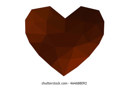Dark orange heart isolated on white background. Geometric rumpled triangular low poly origami style gradient graphic illustration. Vector polygonal design for your business.