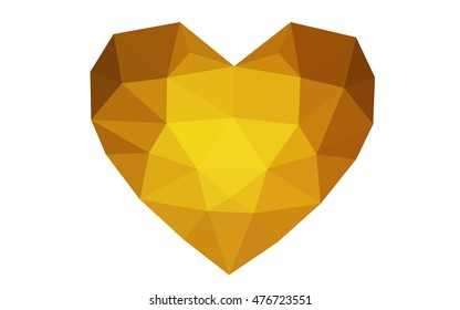 Dark orange heart isolated on white background. Geometric rumpled triangular low poly origami style gradient graphic illustration. Vector polygonal design for your business.