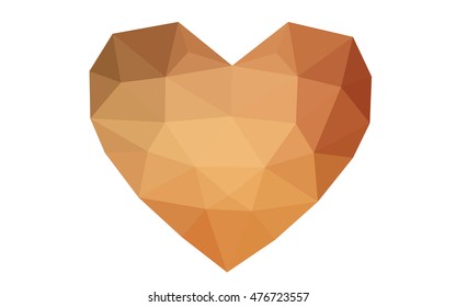 Dark orange heart isolated on white background. Geometric rumpled triangular low poly origami style gradient graphic illustration. Vector polygonal design for your business.