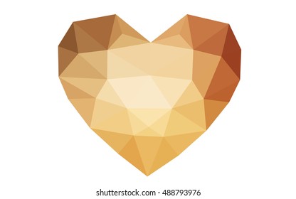 Dark orange heart isolated on white background. Geometric rumpled triangular low poly origami style gradient graphic illustration. Vector polygonal design for your business.