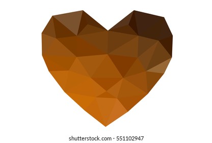 Dark orange heart isolated on white background. Geometric rumpled triangular low poly origami style gradient graphic illustration. Vector polygonal design for your business.