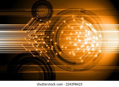Dark Orange Light Abstract Technology background for computer graphic website and internet.