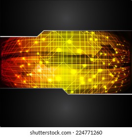 Dark orange Light Abstract Technology background for computer graphic website and internet, circuit board. Sound waves.