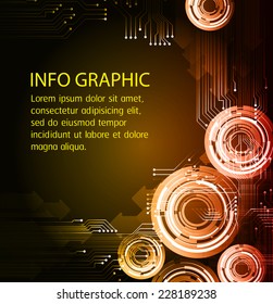 Dark orange Light Abstract Technology background for computer graphic website internet. circuit. text box. label. card.
