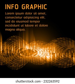 Dark orange Light Abstract Technology background for computer graphic website internet and business. text box. Brochure. card. wave. 