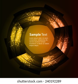 Dark orange Light Abstract Technology background for computer graphic website internet. text box. Brochure. card.