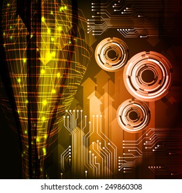 Dark orange Light Abstract Technology background for computer graphic website internet. circuit.