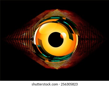 Dark orange Light Abstract Technology background for computer graphic website internet. circuit. eye