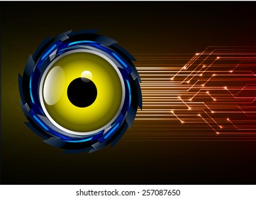 Dark orange Light Abstract Technology background for computer graphic website internet. circuit. yellow eye