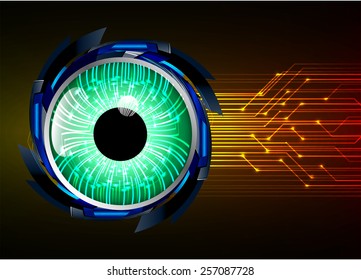 Dark orange Light Abstract Technology background for computer graphic website internet. circuit. green eye