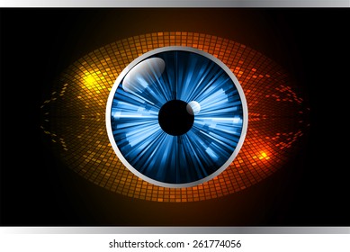 Dark orange Light Abstract Technology background for computer graphic website business and internet, blue eye