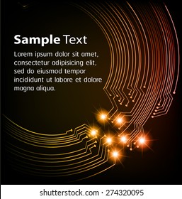 dark orange Light Abstract Technology background for computer graphic website internet and business. circuit illustration infographics. text box.Brochure card. banner flyer magazine label