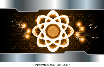 dark orange Light Abstract Technology background for computer graphic website internet business.circuit. vector illustration. Security. Nuclear, proton, neutron, nucleus. atom. molecular.Spark