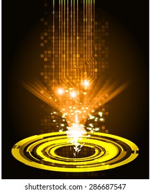 dark orange Light Abstract Technology background for computer graphic website internet business.circuit. vector illustration. Security. infographics, Spark