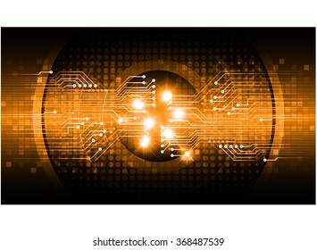 dark orange Light Abstract Technology background for computer graphic website internet and business. circuit. illustration.digital.infographics. binary code. zero one. eye. scan virus vector