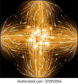 dark orange Light Abstract Technology background for computer graphic website internet and business. circuit. illustration.digital.infographics. binary code. zero one. eye scan virus vector