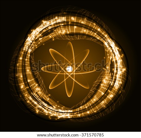 dark orange Light Abstract Technology background for computer graphic website internet and business.circuit. vector illustration. Security. Nuclear, proton, neutron, nucleus. atom. molecular.Spark