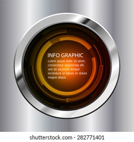 Dark orange Light circle Abstract Technology background for computer graphic website internet. text box. Brochure. card. banner. label. infographics. Metals, alloys, steel and aluminum. button