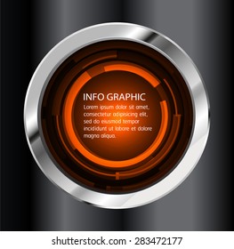 Dark orange Light circle Abstract Technology background for computer graphic website internet. text box. Brochure. card. banner. label. infographics. black Metals, alloys, steel, aluminum. button