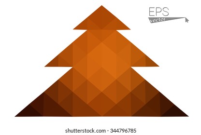 dark orange low poly style christmas tree vector illustration consisting of triangles .  triangular polygonal origami or crystal design of New Years celebration. Isolated on white background.