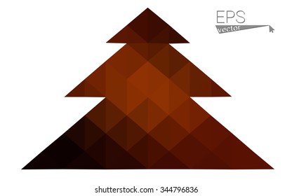 dark orange low poly style christmas tree vector illustration consisting of triangles .  triangular polygonal origami or crystal design of New Years celebration. Isolated on white background.