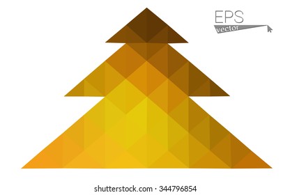 dark orange low poly style christmas tree vector illustration consisting of triangles .  triangular polygonal origami or crystal design of New Years celebration. Isolated on white background.
