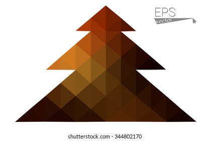 dark orange low poly style christmas tree vector illustration consisting of triangles . triangular polygonal origami or crystal design of New Years celebration. Isolated on white background. dark orange low poly style christmas tree vector illustration consisting of triangles . triangular polygonal origami or crystal design of New Years celebration. Isolated on white background.