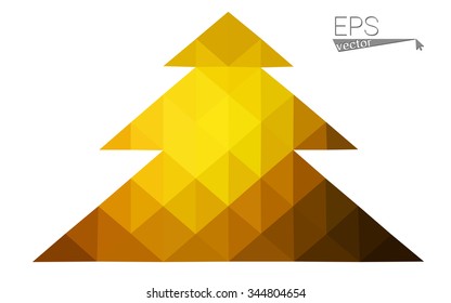 dark orange low poly style christmas tree vector illustration consisting of triangles .  triangular polygonal origami or crystal design of New Years celebration. Isolated on white background.